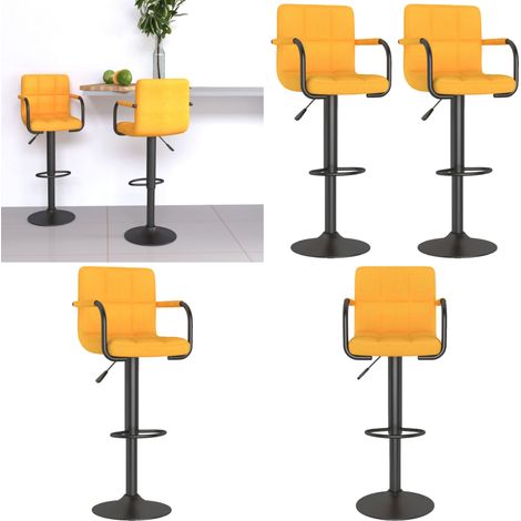 vidaXL Tabourets de bar lot de 2 jaune moutarde tissu (1/5)