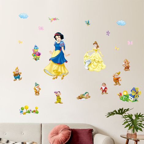 Blanche-Neige et Les Sept Nains Stickers Muraux Princesse Fée Décoratifs Amovible Autocollant Stickers pour Chambre Bébé Chambre Enfant Chambre Pépinière 2pcs (1/5)
