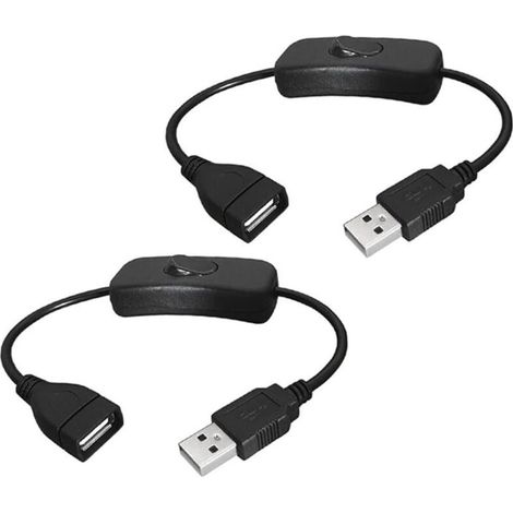 2 Pièces Câble USB mâle vers femelle avec interrupteur marche/arrêt,interrupteur à bascule en ligne d'extension USB pour enregistreur de conduite,lampe de bureau LED,ventilateur USB,bandes LED (1/5)