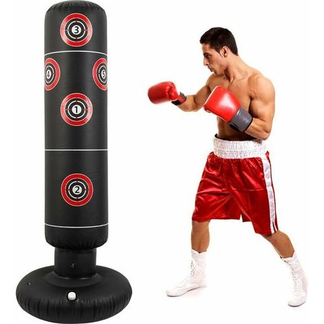 RHG Sac de Frappe Boxe Gonflable sur Pied,160CM Punching Ball Adultes Enfants Convient pour l'exercice À la Maison Intérieur et Extérieur