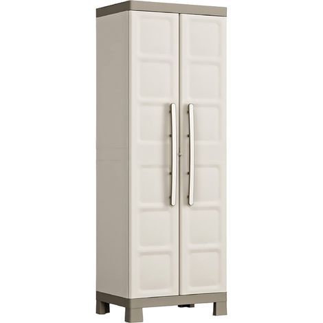 Armadio Alto in Resina con 4 Ripiani Regolabili e Chiusura Lucchettabile Colore Grigio e Nero Excellence Keter