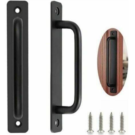 Sliding Door Handle 2 Pieces Heavy Duty Barn Door Handle Sliding Door Handle Exterior Gate Handle Indoor Outdoor Door Handles with Screws, Black/212mm (1/5)