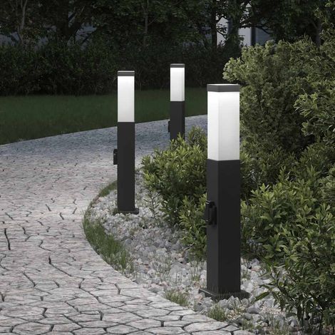 Pollerleuchten mit Steckdose 3 Stk. 50 cm Schwarz IP44 (1/5)