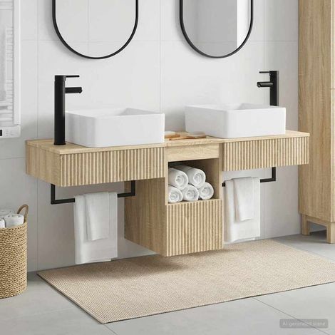 vidaXL Bathroom Furniture Set 3 pcs Sonoma Oak Engineered Wood (1/5)