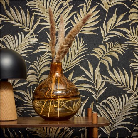 A.S. Creation Vliestapete 10.05 x 0.53 m Livingwalls Dschungel Tapete Schwarz 791086 Palmen CosmoLiving by Cosmopolitan