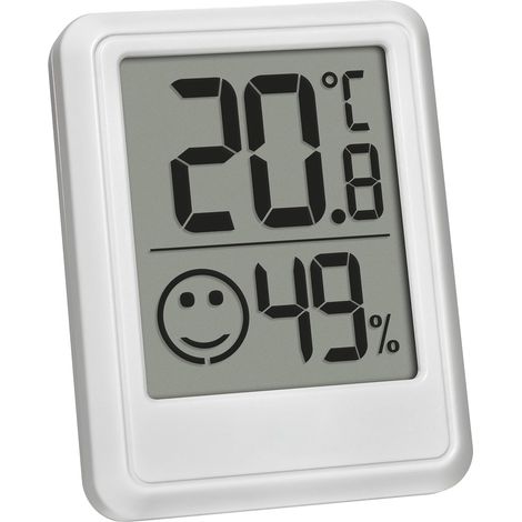 TFA Dostmann Petit hygromètre numérique d'intérieur, 30.5060.02, thermomètre d'ambiance, humidimètre, mesure l'humidité et la température, pour contrôler le climat ambiant, pile incluse, blanc (1/5)