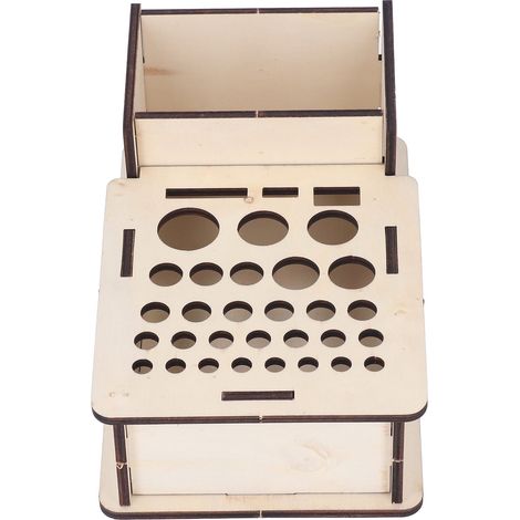 Boîte de rangement pour outils en cuir, support en bois de hêtre pour le travail du cuir, organiseur d'outils de poinçonnage, rangement pour bâtonnets de ponçage (1/5)