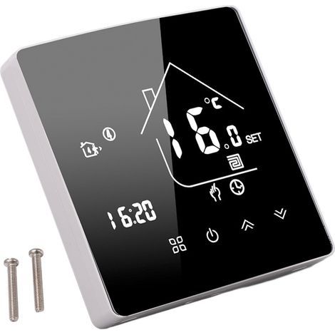 Thermostat numérique intelligent pour la maison, programmable 7 jours, Wi-Fi, écran tactile, commande vocale, installation facile, thermostat mural (type 86, 95-240 V, 16 A) (1/5)