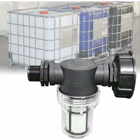 Raccord de robinet pour cuve de 1000 L, joint de manguera de jardín pour collecteurs d\'eau de pluie avec fonction filtre, adaptateur pour cuve IBC S60x6 (filetage externe 3/4"). Connexion étanche. (1/5)