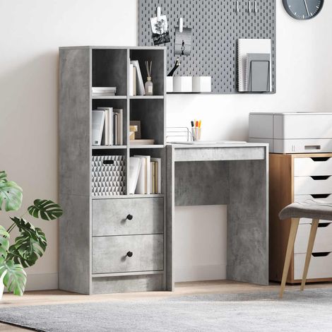 Escritorio con almacenamiento con cajón 2 pcs Gris Concreto (1/5)
