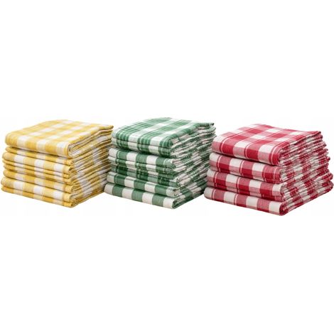 Juego de 12 paños de cocina: rojo, verde y amarillo. (1/3)