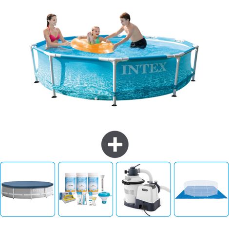 Intex-Schwimmbecken mit rundem Rahmen – 305 x 76 cm – Wasserdruck – im Lieferumfang enthalten Accessoire CB59