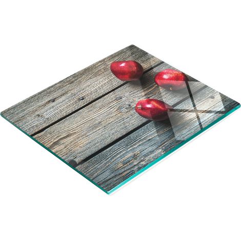 Planche de service de cuisine en verre avec motif de pommes, bois, 60 x 52 cm (1/5)
