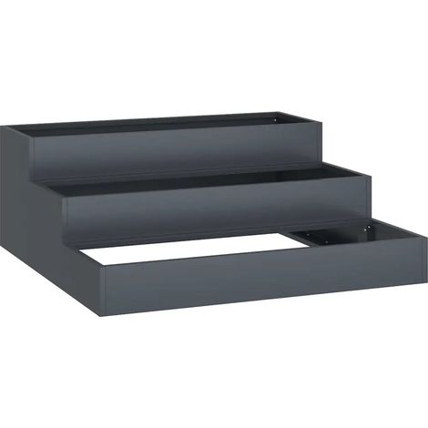 Cache-pot de jardin 90 x 90 x 35 cm résistant aux intempéries design moderne en métal anthracite (1/5)