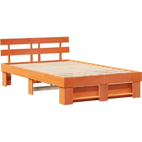 Estructura de cama con cabecera Marrón cera 120 x 190 cm vidaXL (1/5)