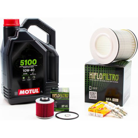 Kit Révision Filtres Bougies pour YAMAHA BT 1100 Bulldog de 2002 à 2006 - MOTUL 5100 10W40 4L