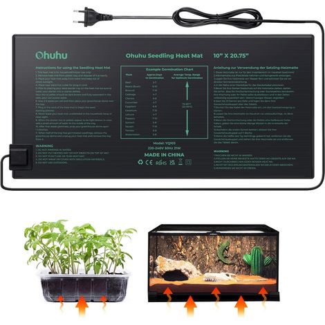 Tapis Chauffant Plantes Semis Aisida 25x52.5cm 220V 45W PVC Étanche EU Jardinage (1/4)
