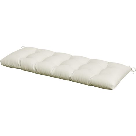 Gartenbank- oder Schaukelkissen 128 x 48 x 8 cm mit 2 wasserdichten Befestigungsbändern und UV-Schutz 50+, Creme