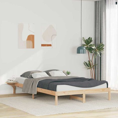 Bettgestell mit Nachttischen Natur 140 x 220 cm