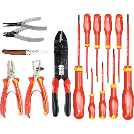 Facom – Coffret multi-outils 15 pièces isolés 1000 volts – Tournevis PROTWIST® pour électricien – Pince universelle et coupante – Sans contenant