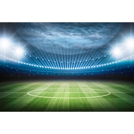 Papier peint panoramique stade de foot chambre enfant | Tapisserie panoramique foot chambre fille | Papier peint panoramique bleu & vert chambre garçon - 267 x 400 cm (4 pièces) (1/2)