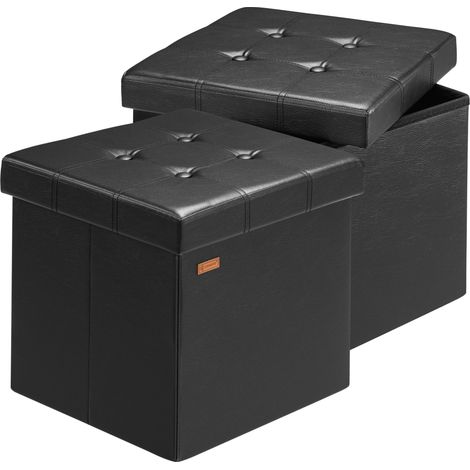 CASARIA® Pouf Sgabello Contenitore 38x38x38cm Box Portaoggetti  M - 2er Set Schwarz (de)