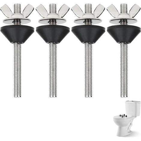 Lot de 4 joints de réservoir de toilette, vis de chasse d'eau à poêle, boulons de chasse d'eau, kit de fixation en acier inoxydable pour réservoir de toilette et bidet, M6 100 mm pour raccord (1/5)