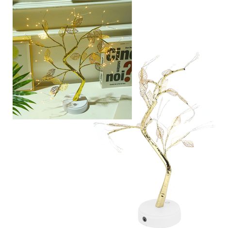 Veilleuse LED 72 LED en forme de feuille artificielle, lampe en fil de cuivre alimentée par piles USB avec interrupteur tactile, idéale pour la décoration intérieure. (1/5)