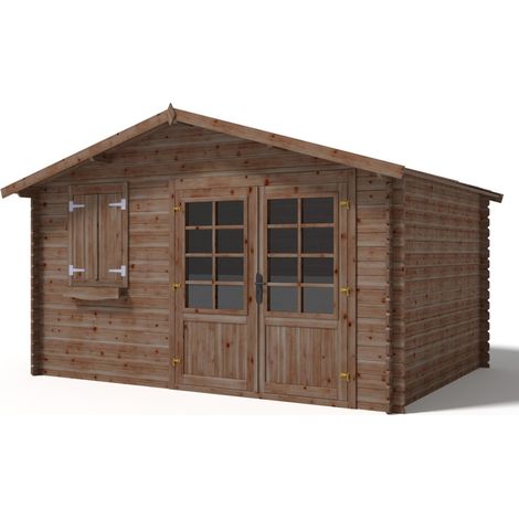Casetta da giardino in legno - 12m2 - 4x3m - impregnata - 28mm - colore: marrone - DOM595 (1/5)