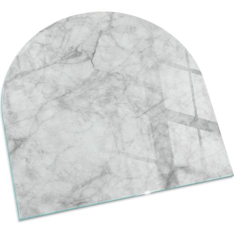 Plaque Carrée en verre trempé sous cheminée et poêle protection sol parquet Motif structure marbrée 100x100 cm (1/5)