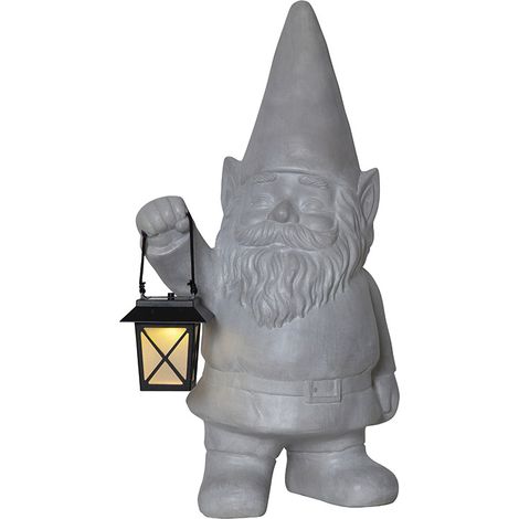 LED-Solar-Figur"Gnomy" Zwerg mit Laterne, grau (1/3)