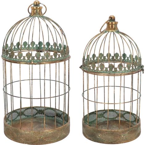 Set de 2 Cages à Oiseaux en Métal Veilli - Livraison gratuite