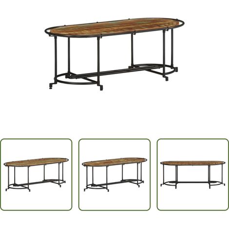 Table basse industriel - Table basse 110x55x40 cm bois massif de récupération (1/5)