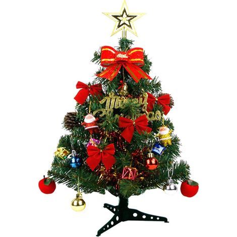 Sapin de Noel Artificiel Petit Sapin de Noel avec Decoration et Ornements de Base pour Les Vacances en Hiver (60cm) (1/5)