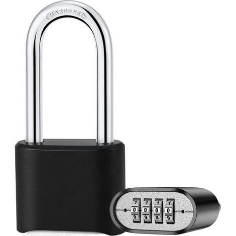 Cadenas à combinaison extérieur résistant aux intempéries avec anse épaissie et allongée et combinaison à 4 chiffres pour une sécurité élevée (1/5)