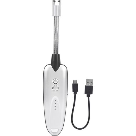 Allume-gaz USB rechargeable multifonction pour camping, barbecue et extérieur (argenté) (1/5)
