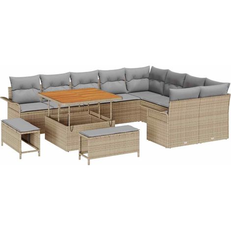 Maison Exclusive - Garten-Sofa-Set mit Kissen mit Kissen 12 pcs B