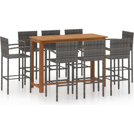 Maison Exclusive - 9-tlg. Gartenbar-Set Grau