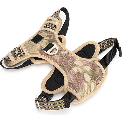 Harnais de sport pour chat et petit chien, gilet de traction anti-explosion avec poignée verticale (jaune camouflage, taille S) (1/5)