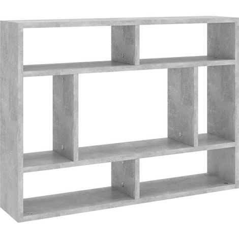 Mensole a Parete Scaffale da parete Ripiano a Parete Grigio Cemento 75x16x55 cm Legno Multistrato (1/5)