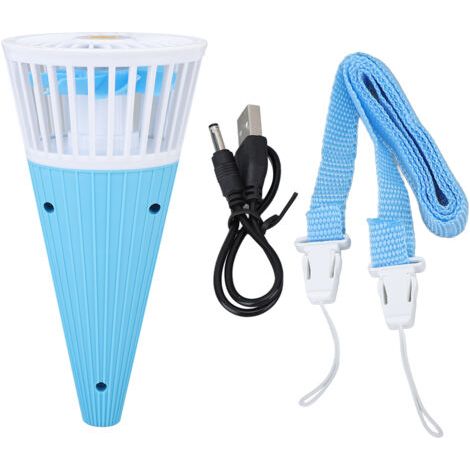 Mini ventilatore conico portatile con catenella di fissaggio: ideale per l'estate, offre un flusso d'aria potente, un funzionamento silenzioso e fino a 3 ore di autonomia della batteria. (1/5)