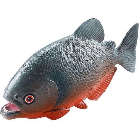 Piranha factice en plastique, figurine de poisson, décoration aquatique réaliste pour la maison ou les jeux d'enfants (1/4)