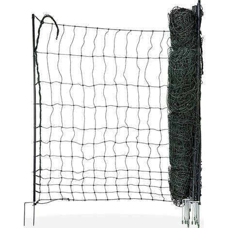 Horizont – Filet volaille non électrifié 1.20 m de haut – 50 m de long – 14 piquets double pointe – Renforcé pour stabilité