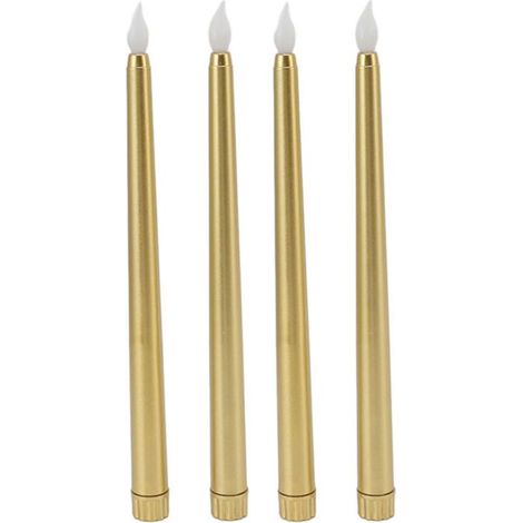 Lot de 4 bougies LED, sans fumée, sans flamme, écologiques, lumière chaude, bougies coniques électriques LED, dorées (1/4)