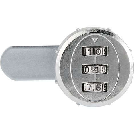 Serrure à code mécanique pour meuble 3 chiffres en alliage de zinc chromé épaisseur 20mm sans clé pour casier boîte aux lettres placard (1/5)