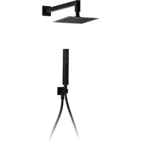Kit Doccia Completo Quadro Nero - Misura Soffione 20 cm