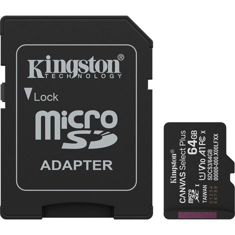 KINGSTON Carte MicroSDXC Canvas Select Plus 64 Go 3e Gen avec adaptateur (1/5)