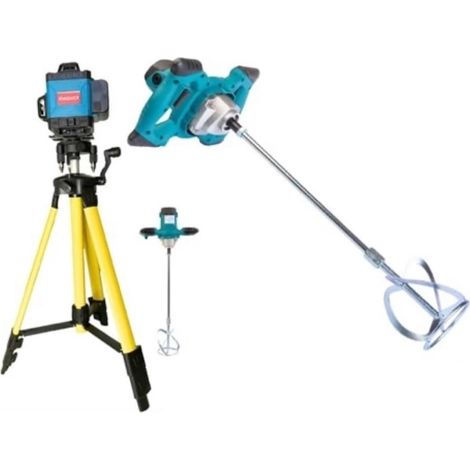 KIT 2 IN 1 LIVELLA LASER 16 LINEE 360° + TRAPANO MISCELATORE MESCOLATORE IMPASTATORE 1600w
