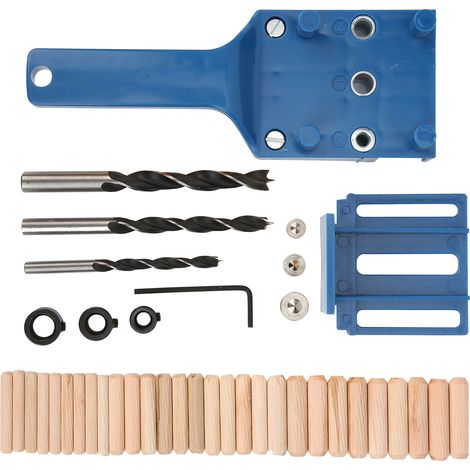 Ensemble de 41 pièces pour le perçage du bois, outil de guidage pour perçage droit, matériel de menuiserie (bleu) (1/5)