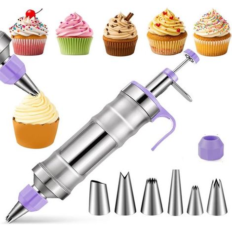 Poche à douille pour décoration de desserts - Outil de décoration de gâteaux - Kit de décoration de gâteaux - Presse à biscuits - Glaçage (1/5)